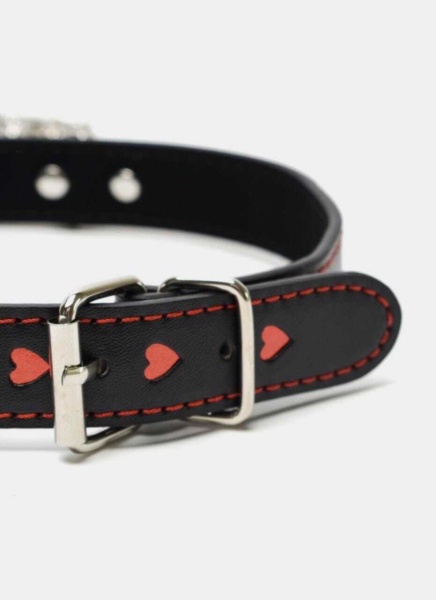 Ошейник с узором из сердец с поводком